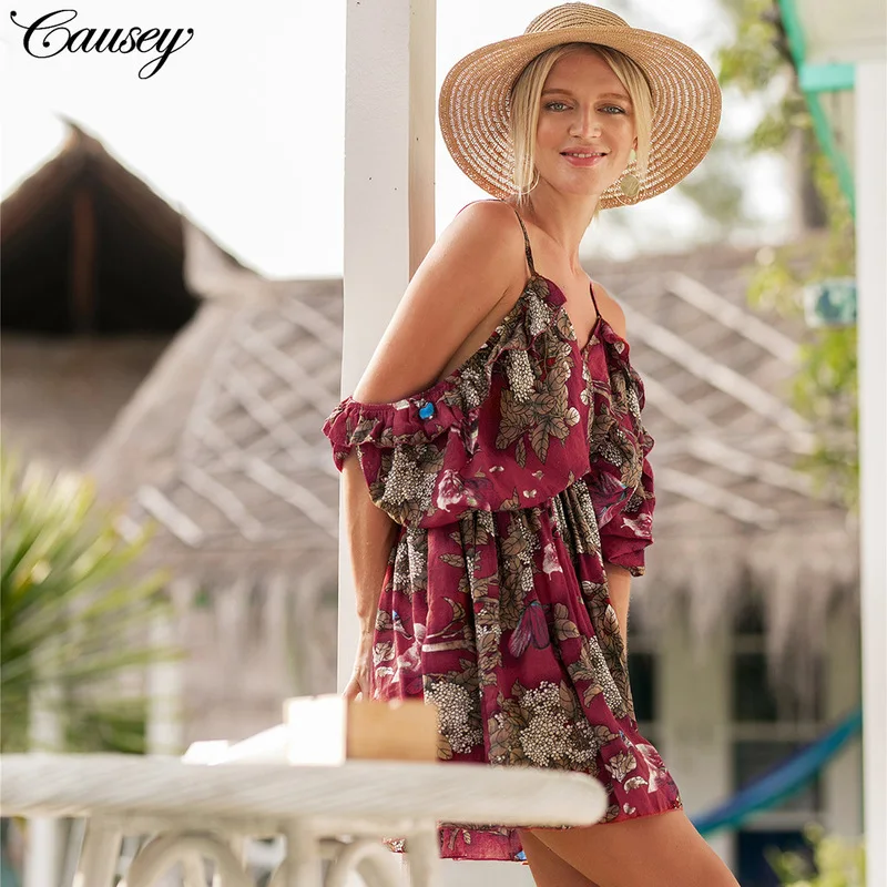 

Women's Beach Outings 2019 Swimsuit Cover Up Sarong Dresses Bathing Tunics Sheer Cover Ups Pareo Dress Capes Summer Women Print