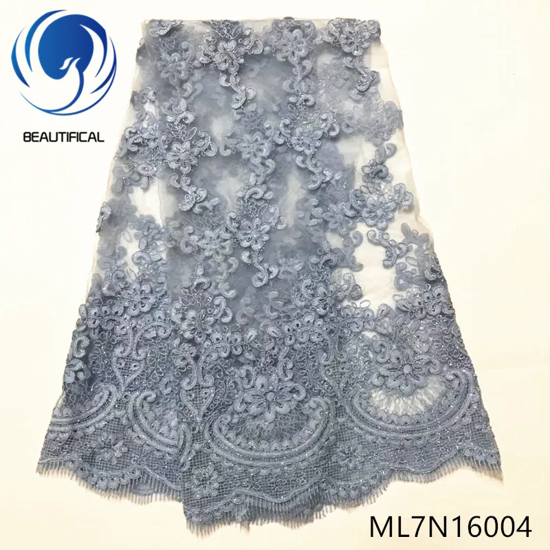 

Beautifical french lace fabrics for dress New arrival nigerian net lace fabric 5yards/lot embroidery tulle lace fabric ML7N160