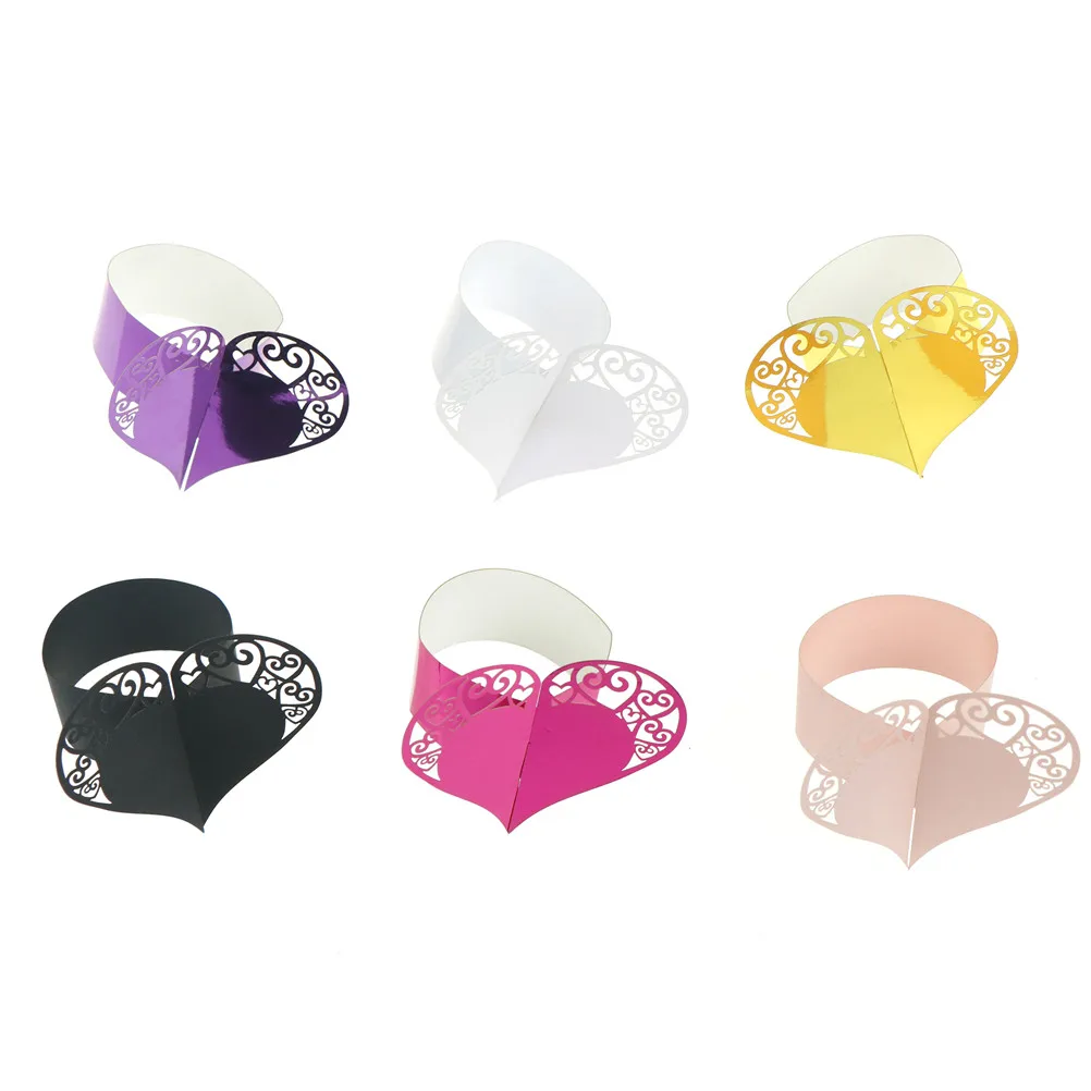 50xRomantic Paper Napkin Rings Holder for Dinners Lunch Tables Wedding