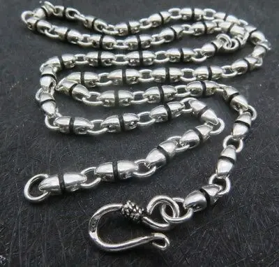 

New Pure 925 Sterling Silver 4mm Wider Lotus Root Link Chain Necklace 21.6