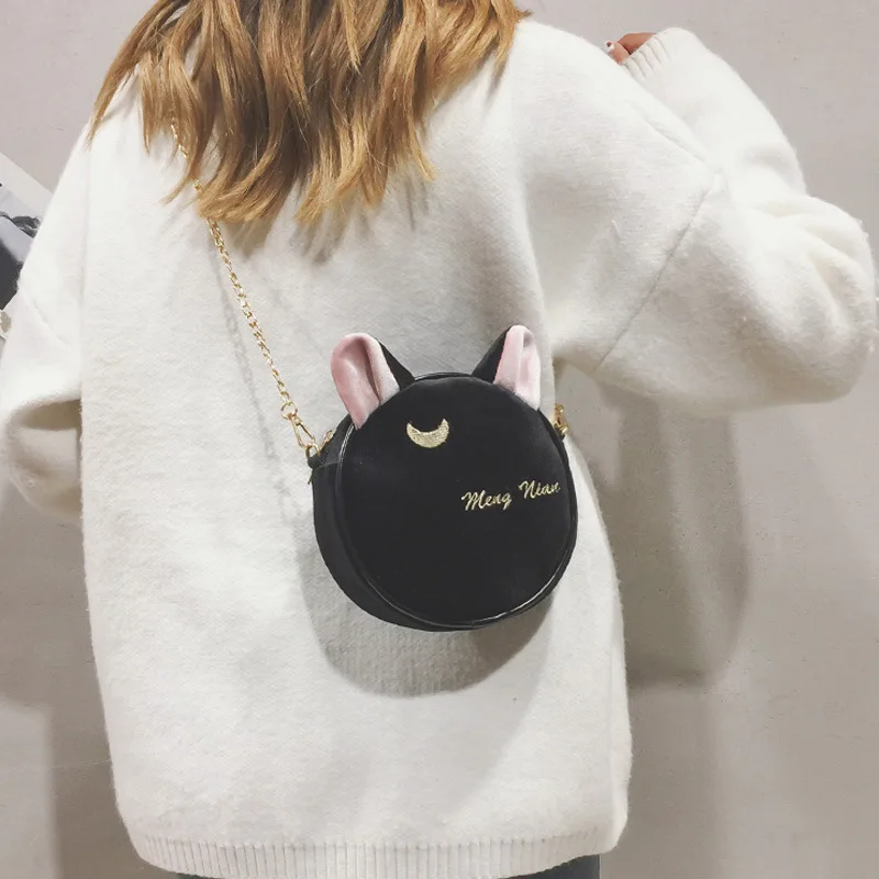 Аниме Сейлор Мун Косплей Опора Luna Cat мини сумки-мессенджеры сумка для ключей чехол для монет кошелек Чехол реквизит для костюмов аксессуары BB1 - Цвет: Black
