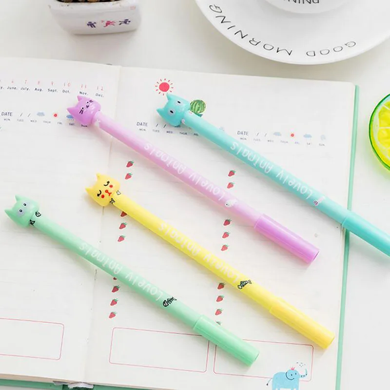 4 шт. набор ярких цветов гелевая ручка повторная заливка 0,5 мм художественная симпатичная кавайная детская Студенческая Подарочная канцелярский школьный офисный набор