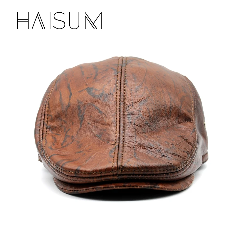 

2018 Limited New Haisum Spring Visors For Genuine Cowhide Men's Cap And Hat Fashion Ink Stains Printed Caps Adult Chapeau Cs71