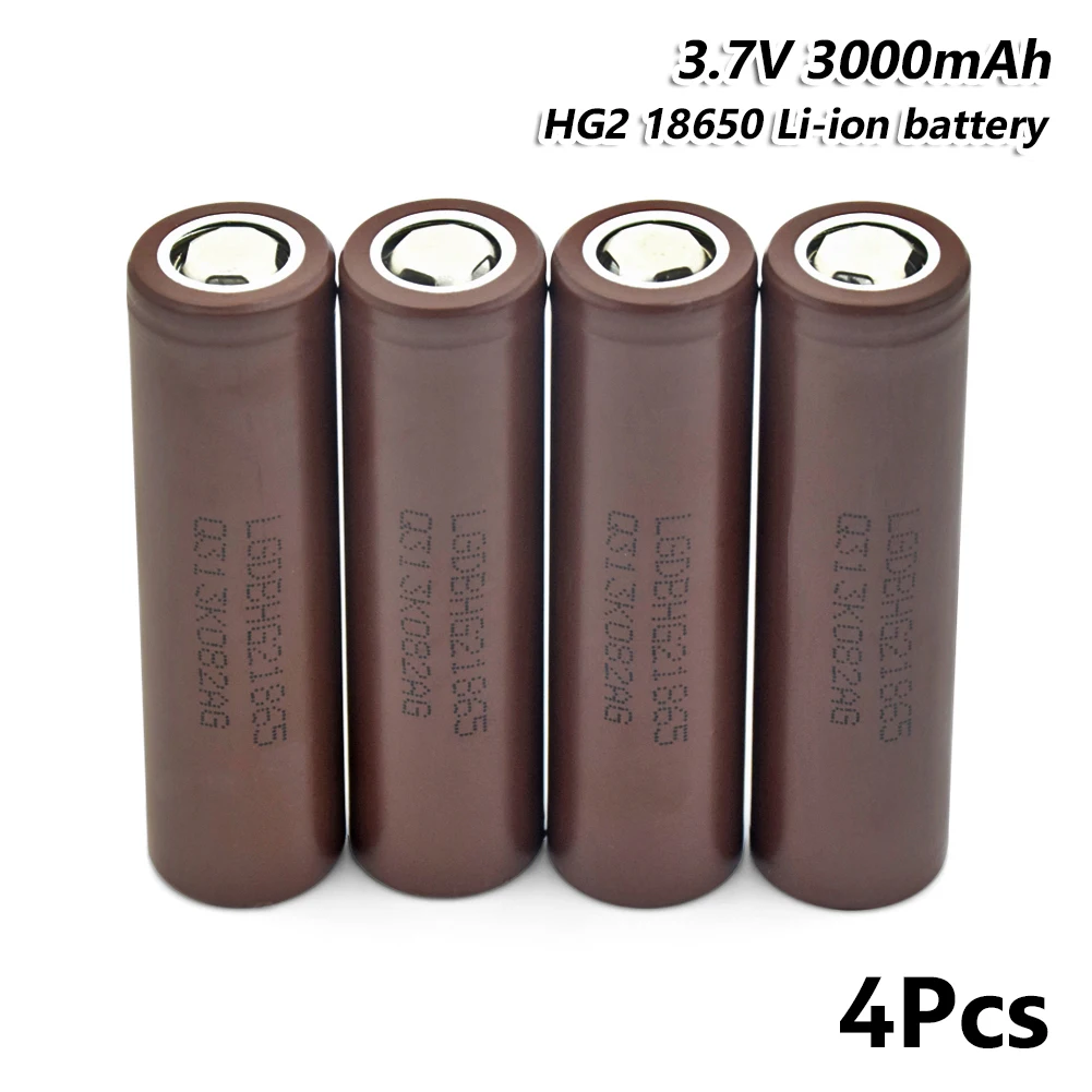 18650 аккумулятор HG2 3000mah 3,7 v литий-ионная аккумуляторная батарея для электронной сигареты фонарик 18650 литиевая батарея Макс. 20А разряда - Цвет: 4  Pieces