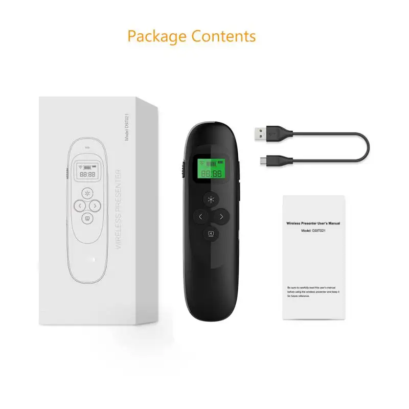 

Portable Presenter Laser Flip Pen Rechargeable Presentation Remote 2.4GHz Wireless USB Point PPT Remote Control with LCD Display