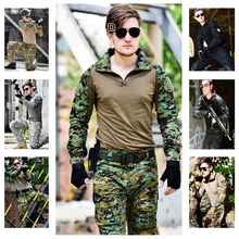 Military Tactical Army Uniform With Knee Pads Jacket+Pants Suit Clothing Camouflage Sets Outdoor Hunting Combat Airsoft Uniform men jungle outdoor tactical military combat uniform camouflage suit hunting long sleeve jacket long pants trousers set clothing