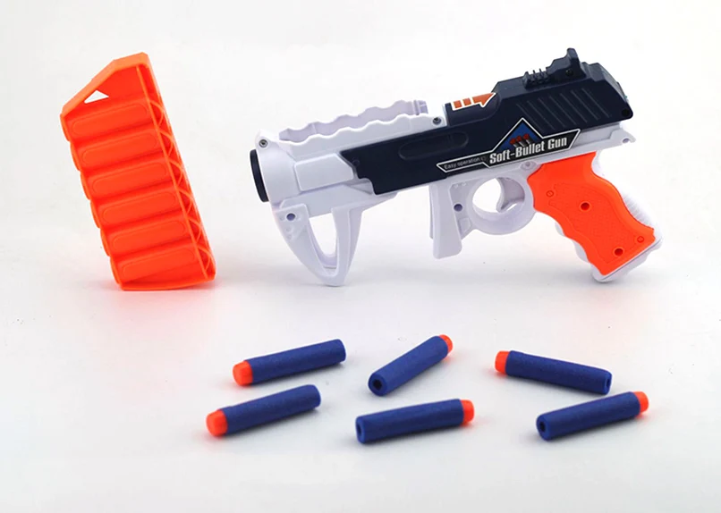 Новинка, игрушечный пистолет для страйкбола, пневматические пистолеты с 6 пулями, набор, бластер, пластиковый мягкий пулевидный пистолет 14*22 см, пистолеты de juguete