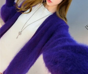 Натуральный норковый кашемир, толстое теплое пальто, настоящий натуральный норковый кашемировый свитер, роскошная фабричная, OEM скидка KFP892 - Цвет: Purple