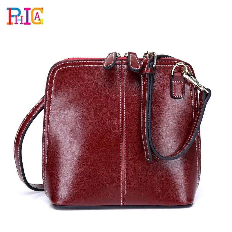 Дамы Shell Сумка Женщины Вестник Мешки Кожаные Сумки Старинные Масло Воск Кошельки Слинг Плеча Crossbody сумки