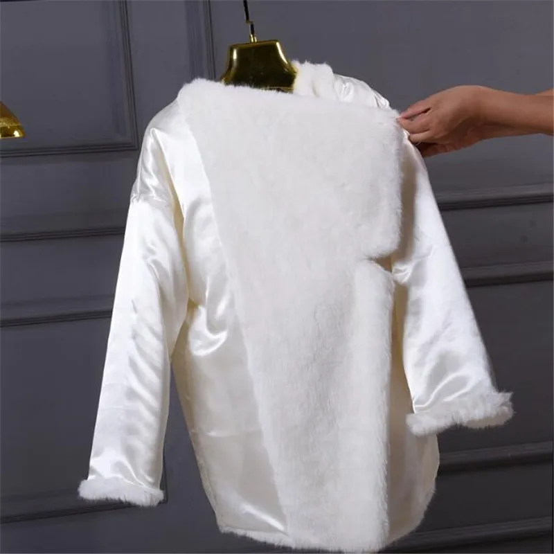 Winter Women Faux Fur Sweet Coats White Warm Womens Fake Fur Jacket Fashion Hight Quality Faux Mink Fur Coat Jacket Black A3874
