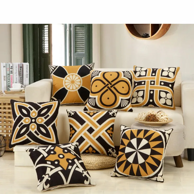 

Symmetry Printed Cotton Linen Sofa Cushion Cover 45x45cm/17.7x17.7'' Throw Decorative Home Wedding Car Seat PillowCase