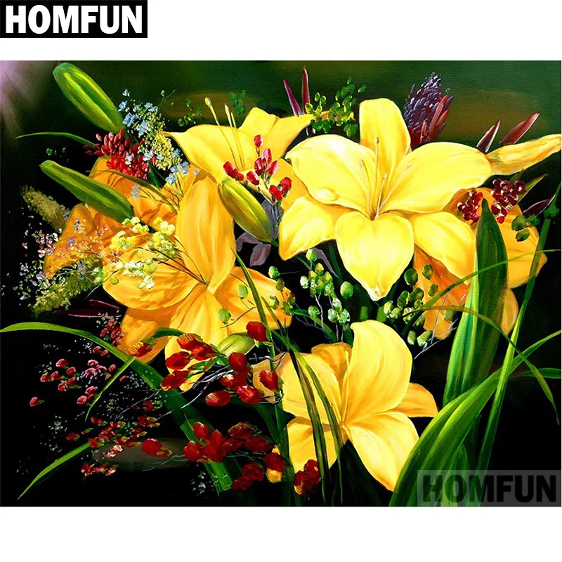 Алмазная живопись HOMFUN A06612 желтый цветок картина с полными квадратными/круглыми