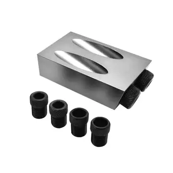 

Double pockets 15 Degree Woodwork Guide Oblique Hole Positioner 6/8/10mm Woodwork Locator