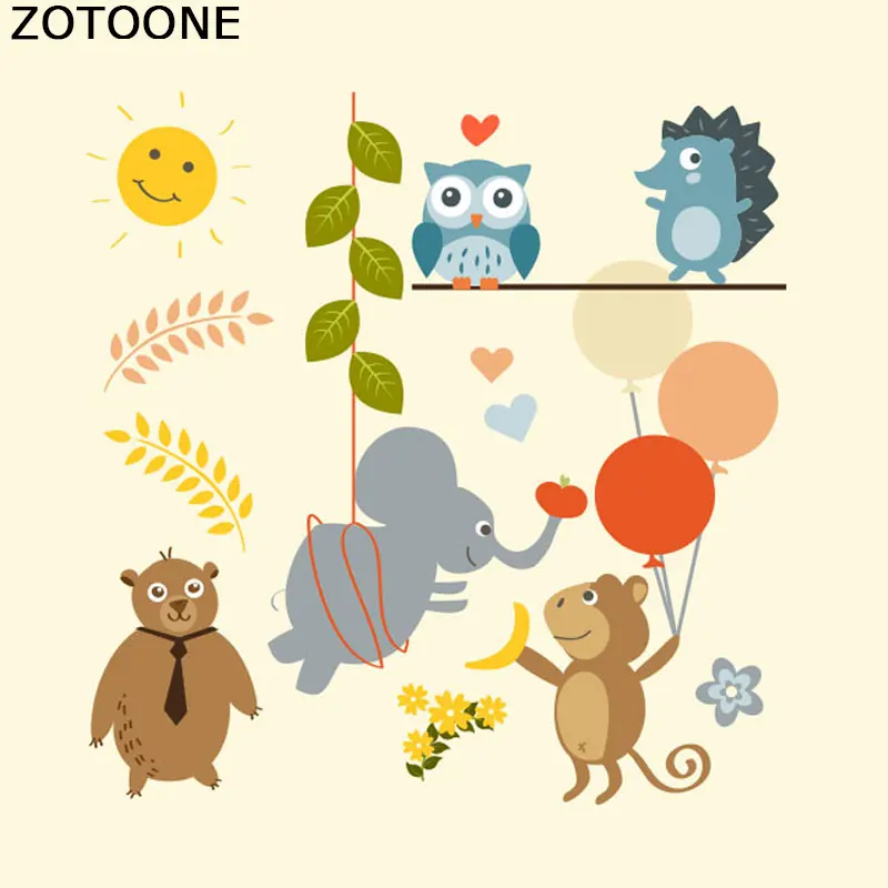 

ZOTOONE Set of Animal Stickers for Clothes T-Shirt Diy Decoration 2018 New A-Level Washable Parches Ropa Patches for Kids F