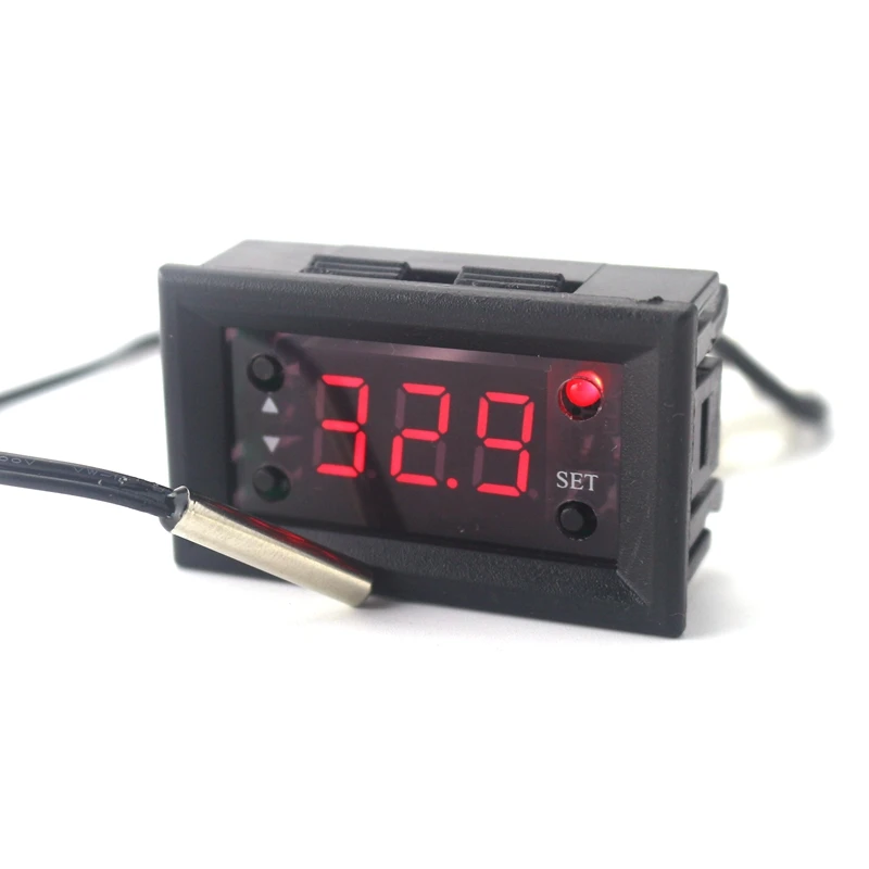 

W1218 Digital Temperature Controller DC12V -10~60C Thermostat Regualator NTC Waterproof Sensor Probe Red LED Mini Intellogent