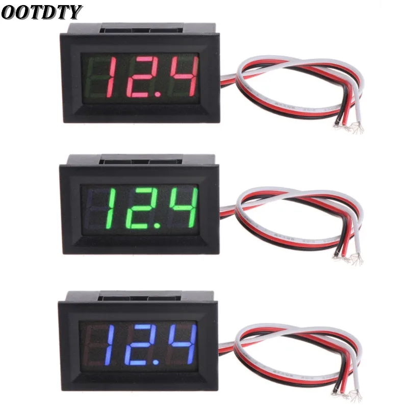 

OOTDTY Mini Voltmeter Tester Digital Voltage Test Battery DC 0-40V Red/Blue/Green Auto Car