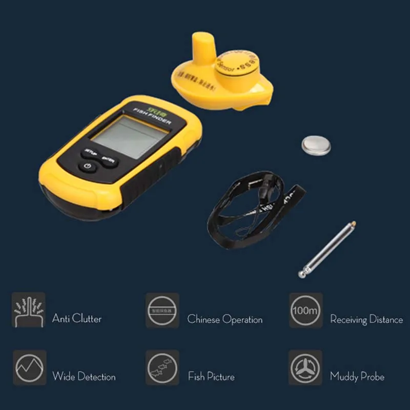 القادمون الجدد دائم FFW1108-1 اللاسلكية الأخضر LED صياد السمك سونار Fishfinder 40 m مدى عمق المحيط بحيرة البحر معدات الصيد