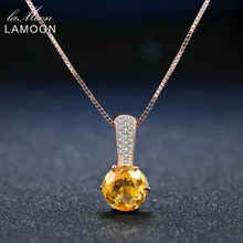 Ламон 8 мм 2ct натуральный круглый цитрин 925 пробы Серебряная цепочка Ожерелье Женские Ювелирные изделия S925 LMNI041