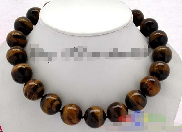 

s35 NATURAL 18" 20mm round nature tiger's-eye necklace ^^^@^Noble style Natural Fine jewe FREE SHIPPING