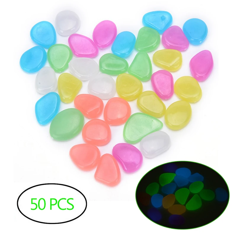 

2019 New 50Pcs Luminous Garden Pebbles Glow Stones Rocks for Walkways Garden Path Garden Yard Pastoral Decoration Lightening