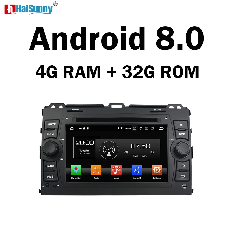

HaiSunny 4GB RAM Octa Core Android 8.0 Car DVD GPS Multimedia Player Stereo For Toyota Land Cruiser Prado 120 2005-2009 Radio