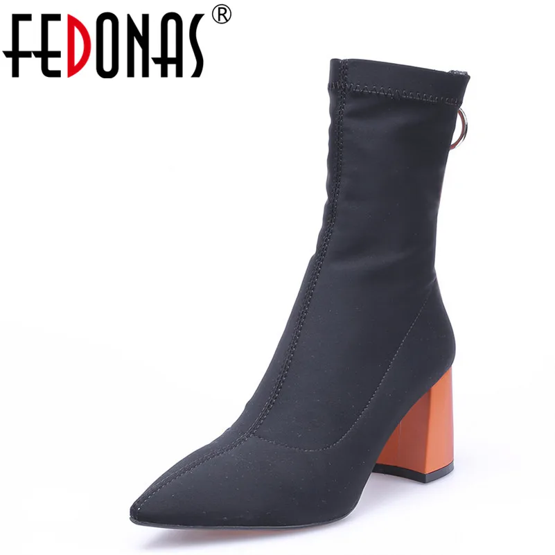 

FEDONAS Brand Design Women Party Wedding Ankle Boots Pointed Toe Autumn Winter Warm High Heels Shoes Elegant Brand Shoes Woman