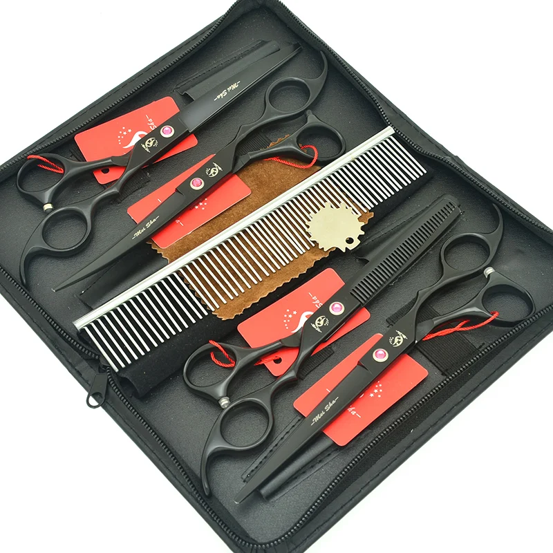 

7.0" Meisha Professional Pets Grooming Scissors JP440C Dogs Cutting Shears Curved Shears 6.5" Thinning Clippers with Case HB0151