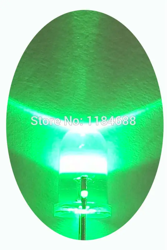 Free shipping 1000pcs /lot Transparent Round LED 5MM Green Light Colour