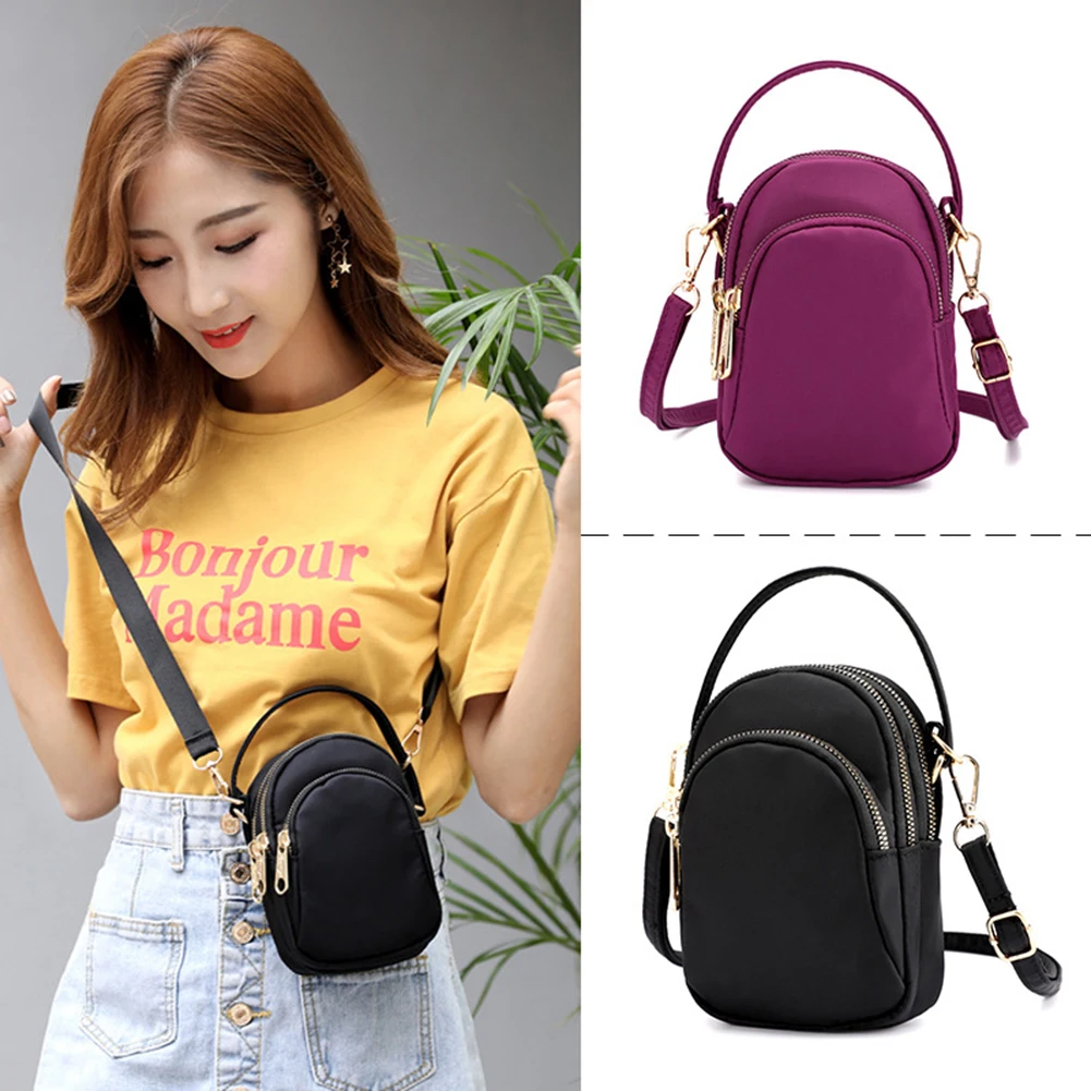 

Fashion Small Nylon Crossbody Bags for Women Storage Phone Pouch 3 Layesrs Messenger Bag Long Strap Mini Shoulder Bag Bolsa Muje