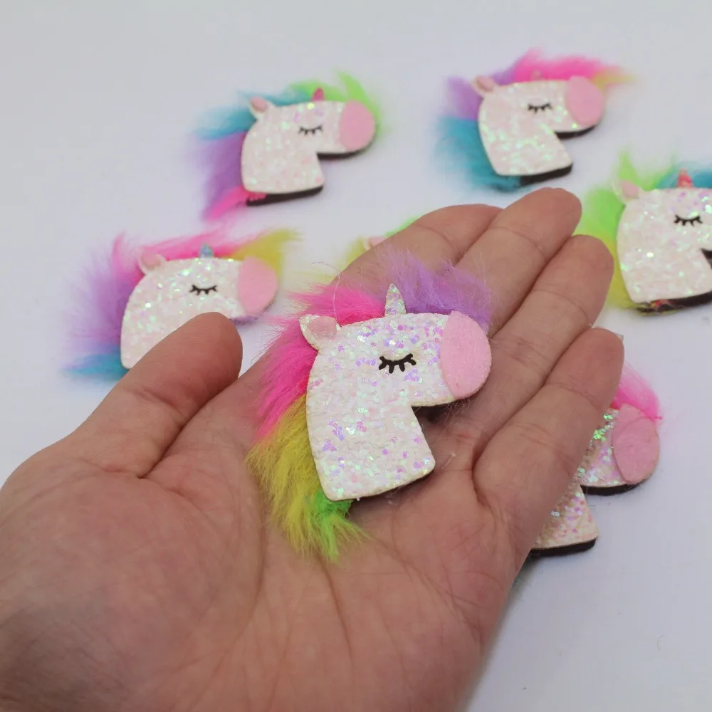 Блестящий войлочный единорог с мехом для вечерние поставки DIY войлочные Блестки