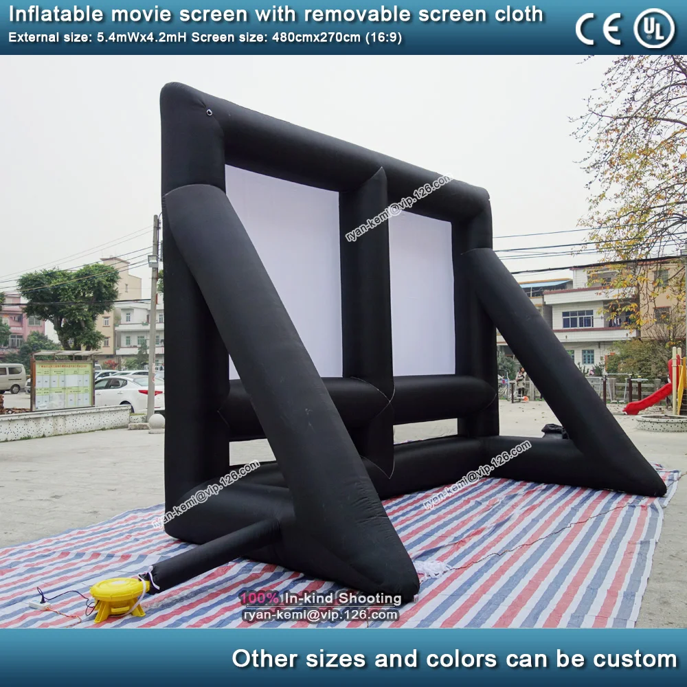 5.4m 16 to 9 outdoor inflatable movie screen with removable screen cloth Portable air screen projector cinema commercial projection screen 4
