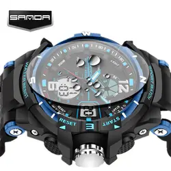 SANDA водонепроницаемые часы с будильником мужские часы лучший бренд класса люкс цифровые светодиодные спортивные часы Мужские наручные