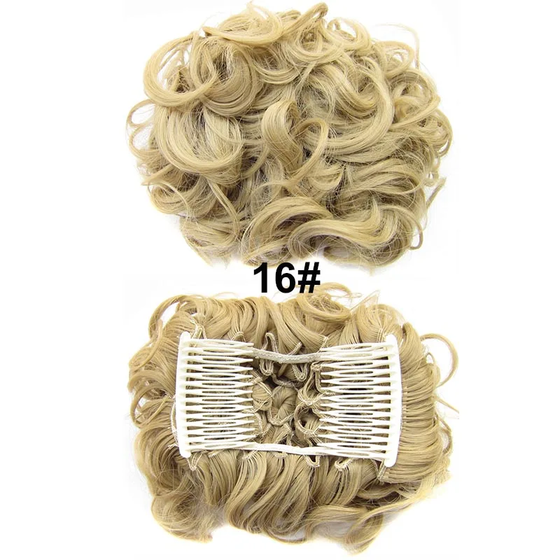 DELICE женские волосы булочка эластичная сетка с гребнями вьющиеся шиньон Updo покрытие термостойкие синтетические волосы - Цвет: #16