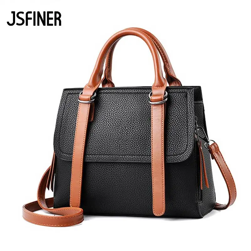 

JSFINER 2018 New Women Luxurious Handbag Double Handle Women Synthetic Leather Shoulder Bags Female Shopping Banquet Handbag