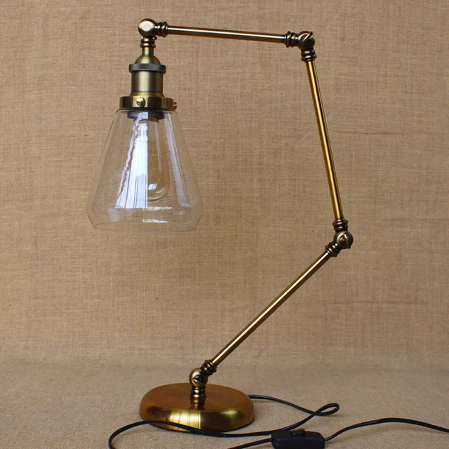 Loft Rh Vintage Reading Table Lamp Bedside Clear Gl Shade Loft Rh Vintage Reading Table Lamp Bedside Clear Gl Shade Copper Desk For Living