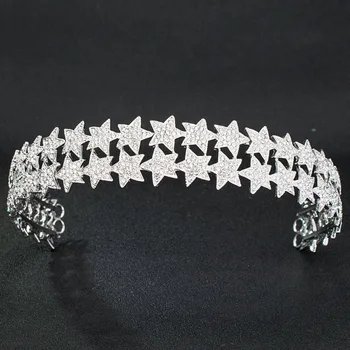 

2018 New Style Rhinestone Crystals 3 Rows Star Headband Girl Hair Jewelry Accessories for Bridal Wedding Headpiece HG0049