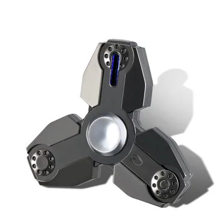 Горячие USB зажигалки без газа Зажигалка для сигар пальчиковая игрушка гироскоп вспышка Tri-Spinner Электронная сигарета ручной Спиннер - Цвет: black1