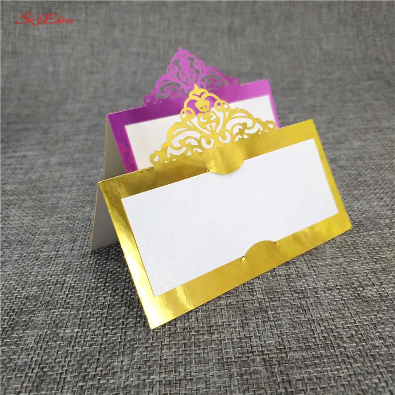 50stks Reception Gast Plaats Kaarten Favor Decor Chic Parelmoer Naam Plaats Kaarten Wedding Party Table decoration 8Z (112)