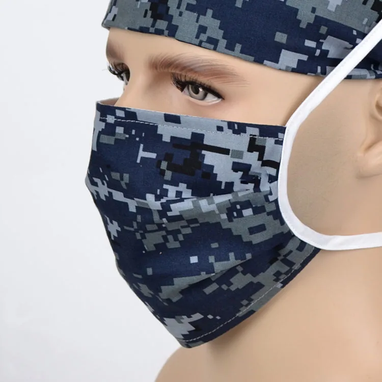 Хирургические Кепки и маска армия ACU пиксельный пустынный камуфляж для женщин и мужчин один размер подходит всем хлопок медицинская шапочка скраб Шапки
