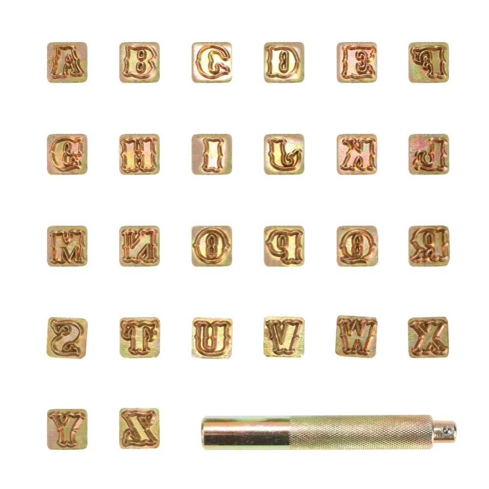 Alphabet Letter Number Leather Stamper Set 9/26/36Pcs For DIY Craft