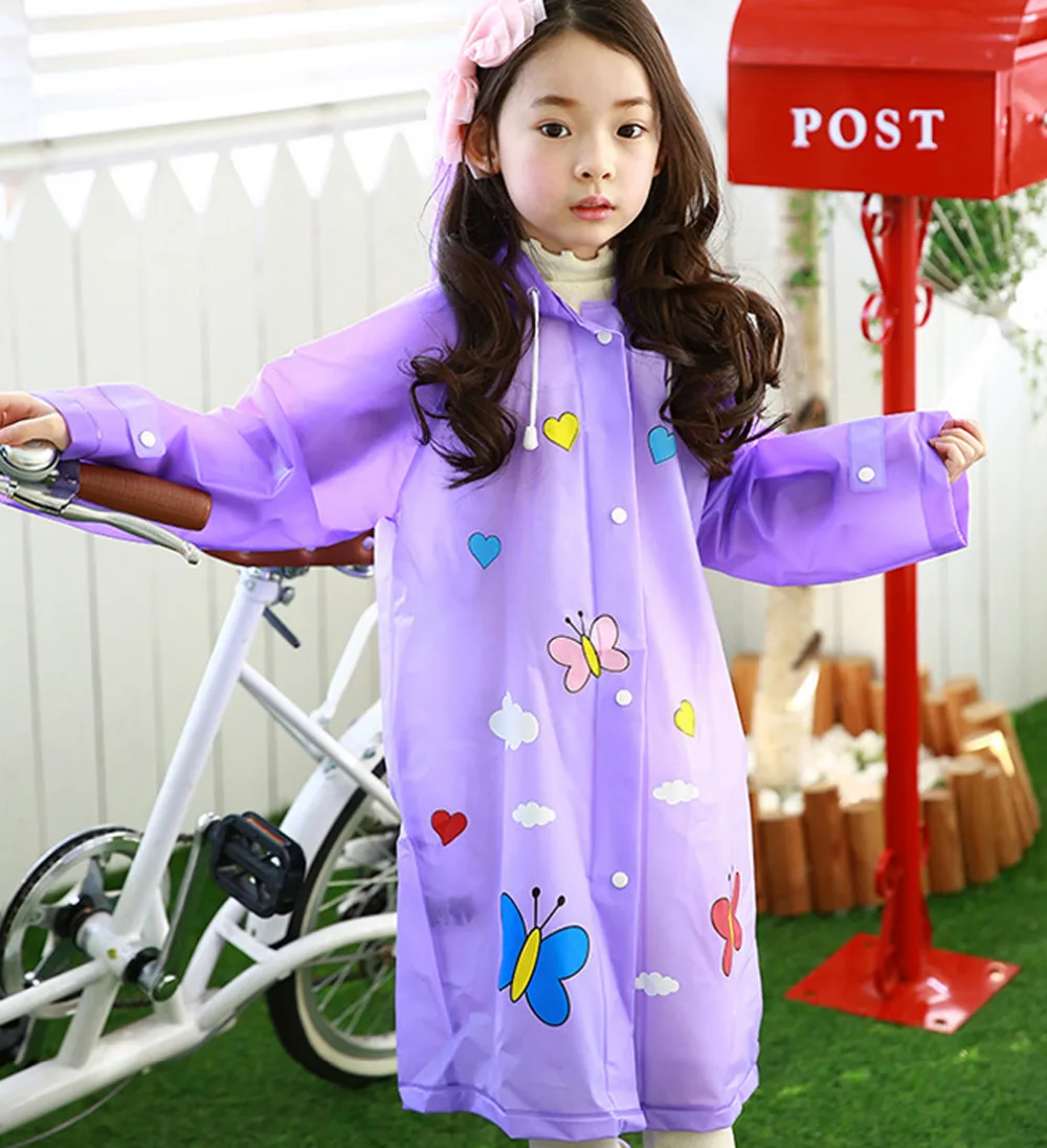 Raincoat For Children Purple/Blue EVA Raincoats Impermeable S/M/L Kids