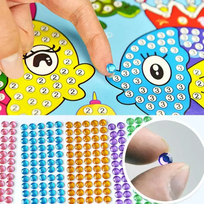 Hot Sale 5pcs Different Kids Children Kindergarten Educational Puzzles Crystal Diamond Mosaic Sticker Painting Diy Crafts Toys