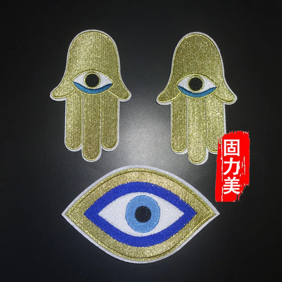 

50pc gold silver blue Evil Eye moon hand Iron-on Patches Clothes Sticker Applique Badge Motif Embroidery patch DIY Accessories