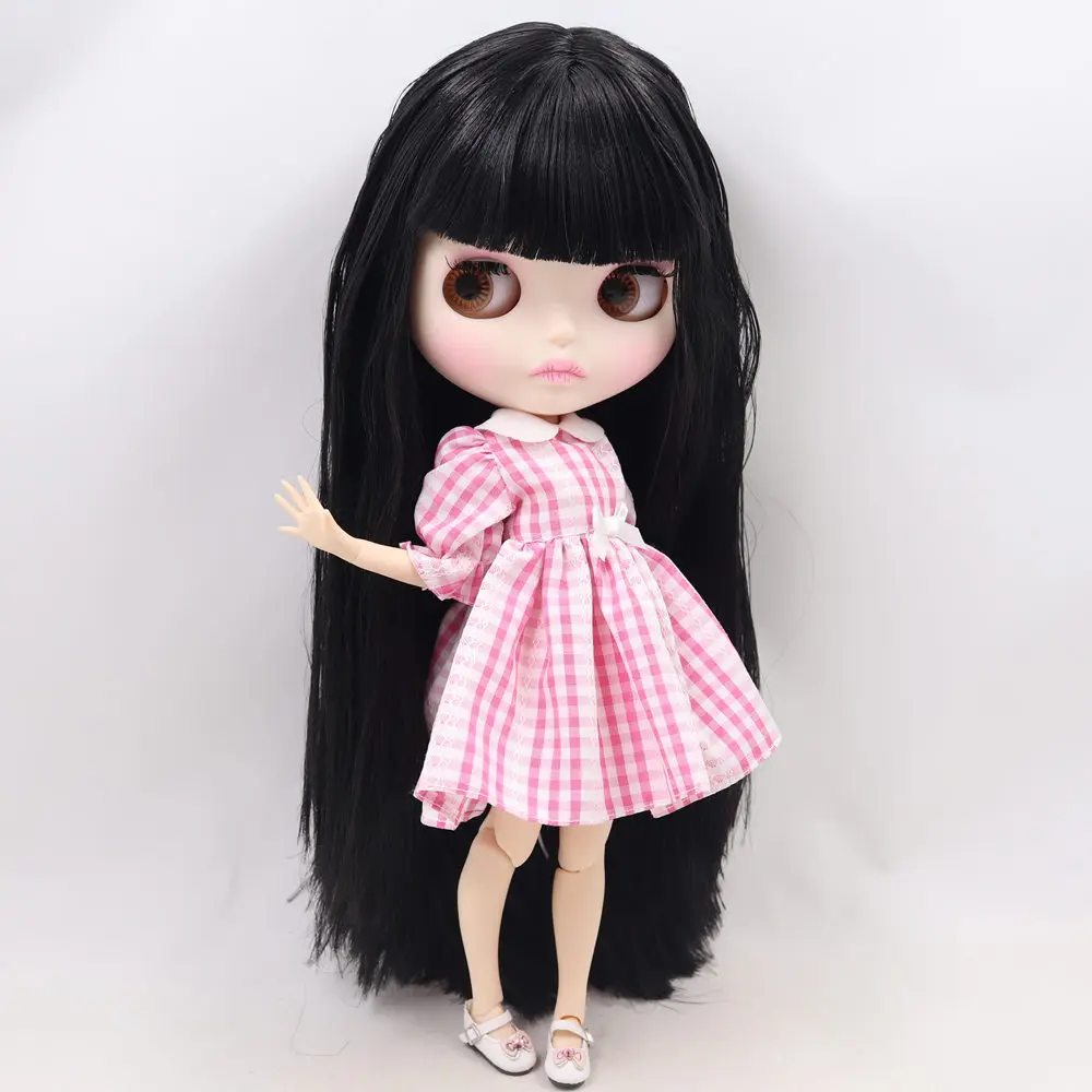 ICY DBS Blyth Doll For Series No.BL9601 Black hair Carved lips Matte face Joint body 1/6 bjd 3