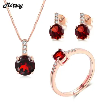 

MoBuy 100% 925 Sterling Silver Classic Gemstone 3pcs Jewelry Sets For Women Wedding/Party Fine Jewelry V014ENR