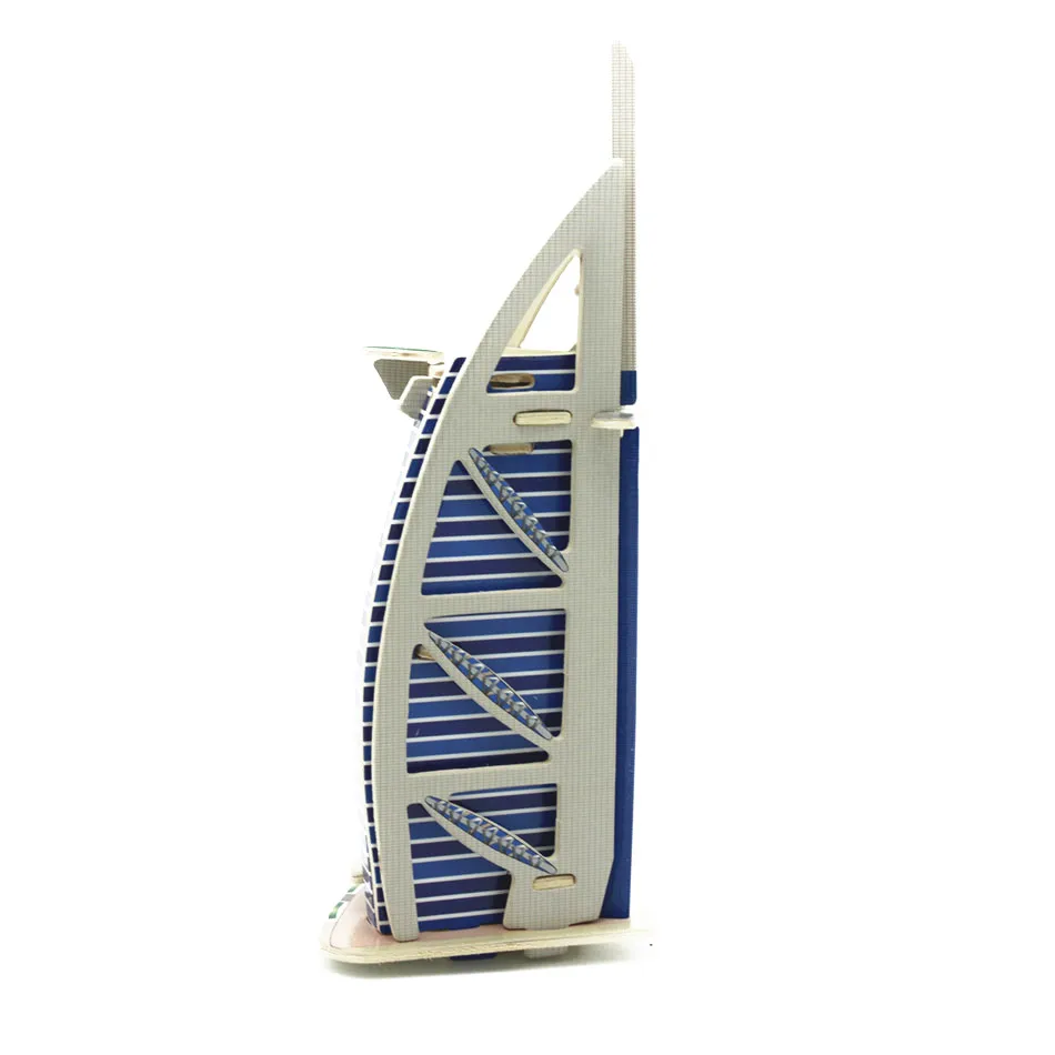 

Chanycore Baby Learning Educational Wooden Toys 3D Puzzle Assembling World famous Burj Al Arab Sailing Hotel Model DIY Toys