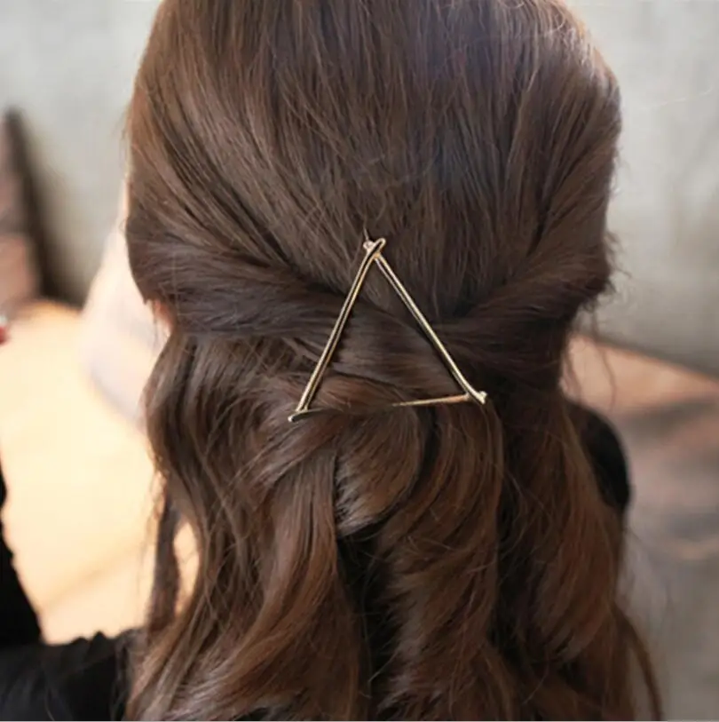 Hollow Geometric Triangle  Hair Clip for Girls Metal Hairpin