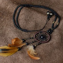 Винтажное ожерелье с кулоном из перьев для женщин, этническое ожерелье с цепочкой из натурального камня, модное ювелирное изделие, Новое поступление