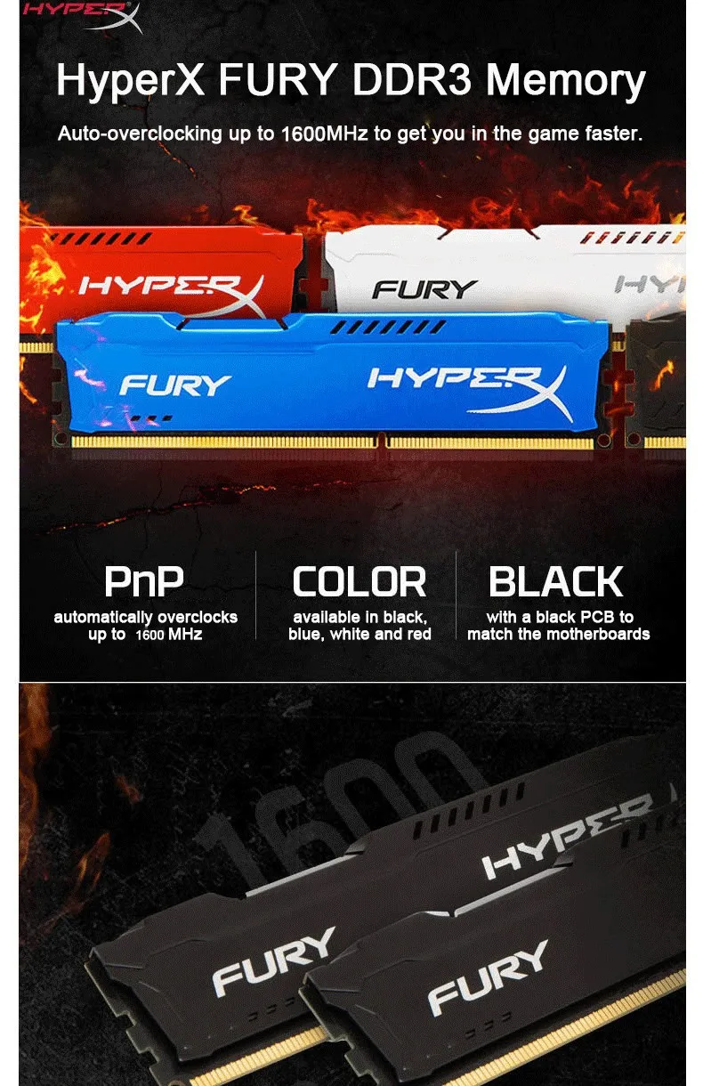 HyperX настольная память FURY DDR3 1866 МГц 8 Гб один модуль ram 1,5 V UDIMM