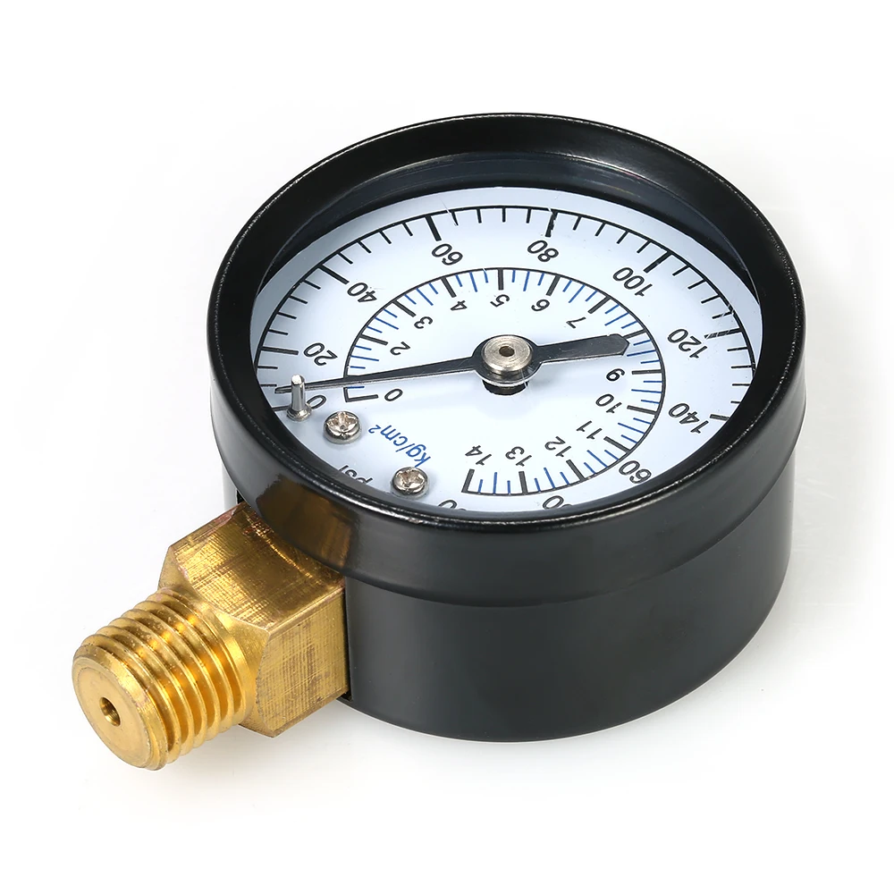 2" Well Pump Pressure Gauge, 0-160psi/bar, 1/4"NPT Male With 1/2"NPT Adaptor, -3-2-3% Accuracy